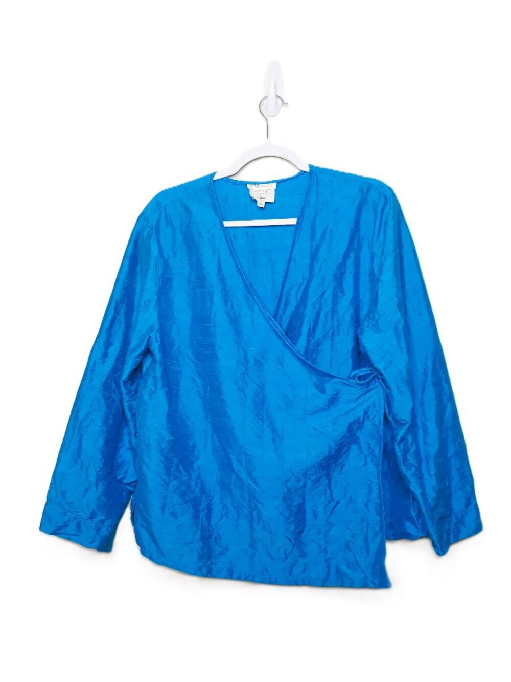 Kathleen Sommers Raw Silk Wrap Top Turquoise XL